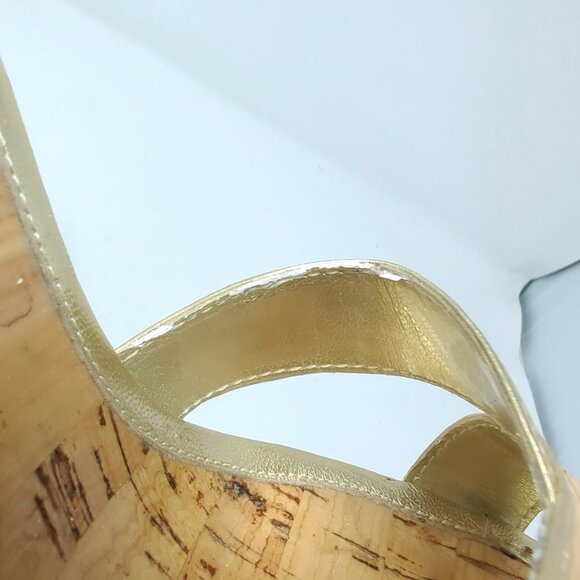 Enzo Angiolini Heels 7 Cork Summer Tan Gold - Picture 11 of 12